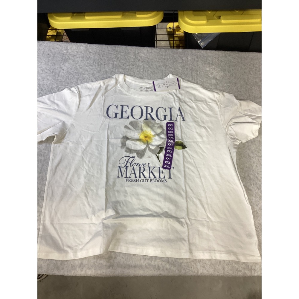 State of Mine Georgia Flower Market Graphic Tee White XXL NWT 16470